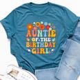 Auntie Of The Birthday Girl Groovy Themed Family Matching Bella Canvas T-shirt Heather Deep Teal