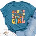Auntie Of The Birthday Girl Niece Groovy Aunt Retro Theme Bella Canvas T-shirt Heather Deep Teal