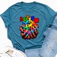 Autism Awareness Hand Black Woman Autism Mom Puzzle Piece Bella Canvas T-shirt Heather Deep Teal