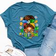 Autism Mom Afro Messy Bun Black Mom Life Bella Canvas T-shirt Heather Deep Teal