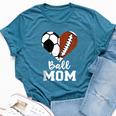 Ball Mom Heart Football Soccer Mom Bella Canvas T-shirt Heather Deep Teal