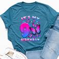 Birthday Girl 9 Year Old Butterfly Number 9 Bella Canvas T-shirt Heather Deep Teal