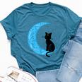Black Cat Crescent Moon Sailor Mom Bella Canvas T-shirt Heather Deep Teal