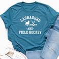 Black Yellow Chocolate Lab Mom Dad And Field Hockey Labrador Bella Canvas T-shirt Heather Deep Teal