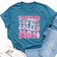 Blessed To Be Called Mom Mother's Day Groovy Bella Canvas T-shirt Heather Deep Teal