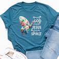 Blessed By God Loved By Jesus Floral Butterfly Christian Bella Canvas T-shirt Heather Deep Teal