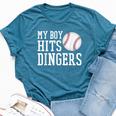 My Boy Hits Dingers Baseball Mom Dad I Hit Dingers Bella Canvas T-shirt Heather Deep Teal