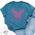 Breast Cancer Awareness Pink Butterfly Pink Ribbon Women Bella Canvas T-shirt Heather Deep Teal