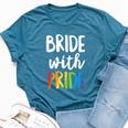 Bride With Pride Rainbow Lesbian Bachelorette Party Wedding Bella Canvas T-shirt Heather Deep Teal