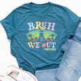 Bruh We Out Teachers Groovy Retro Happy Last Day Of School Bella Canvas T-shirt Heather Deep Teal