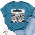 Cat Selfie With Alien Ufo Cat For Kid Bella Canvas T-shirt Heather Deep Teal
