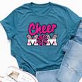 Cheer Mom Hot Pink Black Leopard Letters Cheer Pom Poms Bella Canvas T-shirt Heather Deep Teal