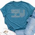 Coffee Whiskey And Freedom Vintage Rustic American Flag Bella Canvas T-shirt Heather Deep Teal