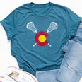 Colorado Flag Lacrosse Lax Player Team Coach Mom Dad Bella Canvas T-shirt Heather Deep Teal