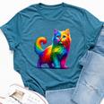 Colorful Cat For Women's Girls Boys Cute Rainbow Cat Bella Canvas T-shirt Heather Deep Teal