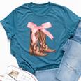 Coquette Pink Bow Cowboy Boots Cute Y2k N Girls Women Bella Canvas T-shirt Heather Deep Teal