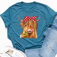 Cow Bandana Farm Animal Highland Cow Graphics Bella Canvas T-shirt Heather Deep Teal