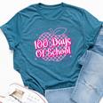 Cute 100Th Day Pink Teacher Girls 100 Days Of School Bella Canvas T-shirt Heather Deep Teal