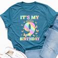 Cute 9 Years Old Girl Butterfly It's My 9Th Birthday Bella Canvas T-shirt Heather Deep Teal