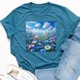 Cute Blue Floral Flowers Blossom Field Bella Canvas T-shirt Heather Deep Teal