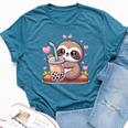 Cute Sloth Boba Bubble Milk Tea Kawaii Girls Sloth Bella Canvas T-shirt Heather Deep Teal