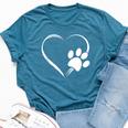 Dog Paw Print Heart For Mom For Dad Bella Canvas T-shirt Heather Deep Teal