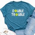 Double Pickleball Trouble Pickle Ball Matching Kid Bella Canvas T-shirt Heather Deep Teal