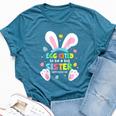 Egg Cited To Be A Big Sister Happy Easter Baby Announcement Bella Canvas T-shirt Heather Deep Teal