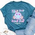 Field Day Field Trip Vibes Fun Day Groovy Teacher Student Bella Canvas T-shirt Heather Deep Teal