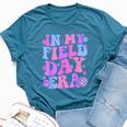 In My Field Trip Era Retro Groovy Teacher Field Day 2024 Bella Canvas T-shirt Heather Deep Teal