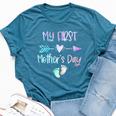 My First Mother's Day For New Mom Mother Pregnancy Tie Dye Bella Canvas T-shirt Heather Deep Teal