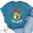 Fried Smoking Chicken 420 Marijuana Weed Leaf Pots 420 Bella Canvas T-shirt Heather Deep Teal