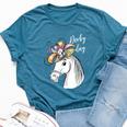 Derby Day 2024 Fascinator Hat Horse Racing Lover Bella Canvas T-shirt Heather Deep Teal