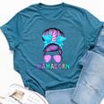 Mamacorn Unicorn Messy Bun Mom Mother's Day Girl Women Bella Canvas T-shirt Heather Deep Teal