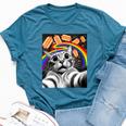 Graphic Rainbow Hotdog Ufos Cosmic Space Selfie Cat Bella Canvas T-shirt Heather Deep Teal