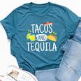 Tacos And Tequila Mexican Sombrero Bella Canvas T-shirt Heather Deep Teal