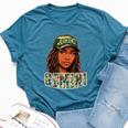 Gemini Queen Black Woman Camo Hat Locs Birthday Bella Canvas T-shirt Heather Deep Teal