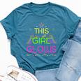 This Girl Glows Cute Girl Woman Tie Dye 80S Party Team Bella Canvas T-shirt Heather Deep Teal