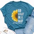 Go Gray In May Support Rainbow Brain Cancer Tumor Awareness Bella Canvas T-shirt Heather Deep Teal