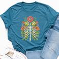 Grow Through It Flower Spine Skeleton Vintage Floral Women Bella Canvas T-shirt Heather Deep Teal