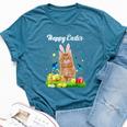 Happy Easter Day Bunny Cat Eggs Basket Cat Lover Bella Canvas T-shirt Heather Deep Teal