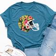 Hawaiian Flower T Football Helmet Bella Canvas T-shirt Heather Deep Teal