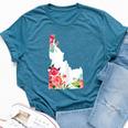 Idaho Vintage Rose State Map Pride Patriotic Floral Idaho Bella Canvas T-shirt Heather Deep Teal