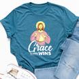 Jesus Christ Grace Always Wins Christian Bella Canvas T-shirt Heather Deep Teal