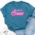 My Job Is Cheer Pink Retro Cheer Mom Girls Bella Canvas T-shirt Heather Deep Teal