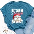 Just Call A Christmas Beast With Cute Little Owl N Santa Hat Bella Canvas T-shirt Heather Deep Teal