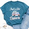Just A Girl Who Delivers Postwoman Mail Truck Driver Bella Canvas T-shirt Heather Deep Teal
