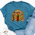 Our Lady Virgen De Guadalupe Virgin Mary Madre Mía Rainbow Bella Canvas T-shirt Heather Deep Teal