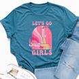 Let's Go Girls Western Cowgirls Pink Groovy Bachelorette Bella Canvas T-shirt Heather Deep Teal