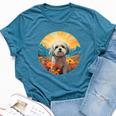 Lhasa Apso Puppy Dog Cute Flower Mountain Sunset Colorful Bella Canvas T-shirt Heather Deep Teal